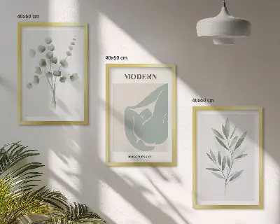 Fotowand met botanische motieven in het groen
