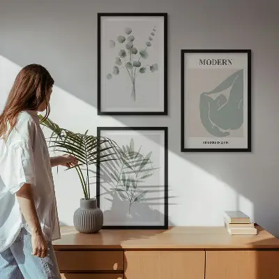 Fotowand met botanische motieven in het groen