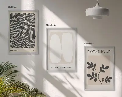 Fotowand met botanische patronen en lijnen