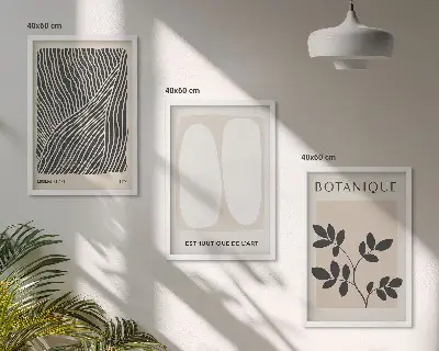 Fotowand met botanische patronen en lijnen