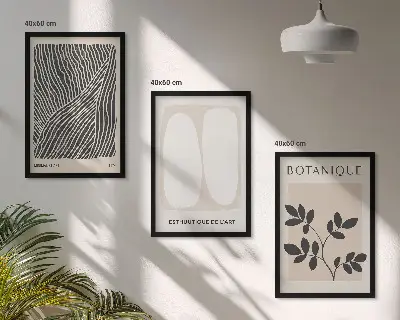 Fotowand met botanische patronen en lijnen