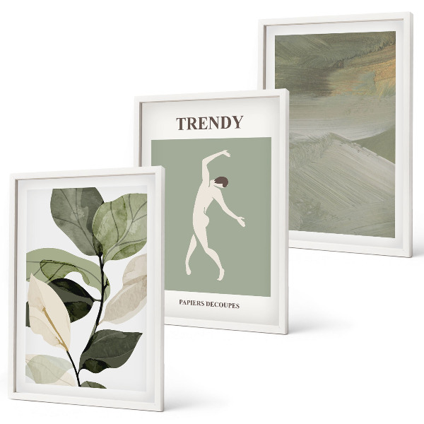 Wanddecoratie set schilderijen Roślinne wzory sylwetki abstrakcji