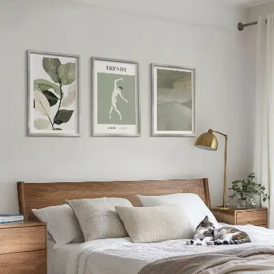 Wanddecoratieset met schilderijen abstracte plantensilhouetten