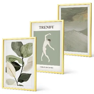 Wanddecoratieset met schilderijen abstracte plantensilhouetten