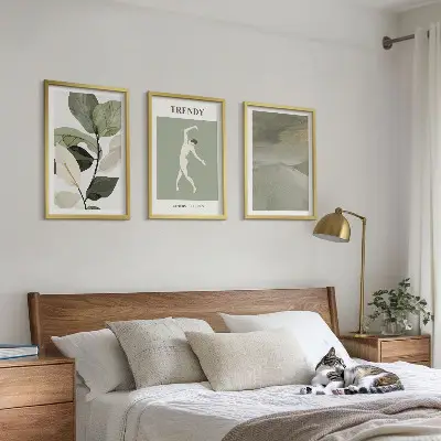 Wanddecoratieset met schilderijen abstracte plantensilhouetten