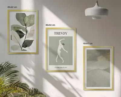 Wanddecoratieset met schilderijen abstracte plantensilhouetten