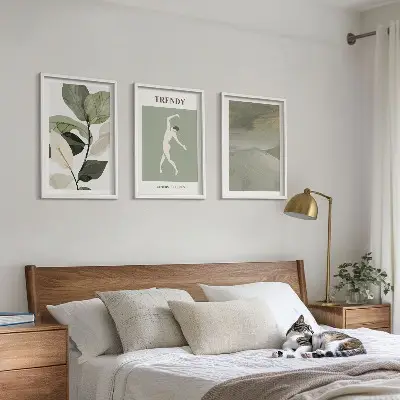 Wanddecoratieset met schilderijen abstracte plantensilhouetten