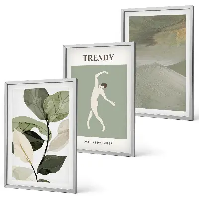 Wanddecoratieset met schilderijen abstracte plantensilhouetten