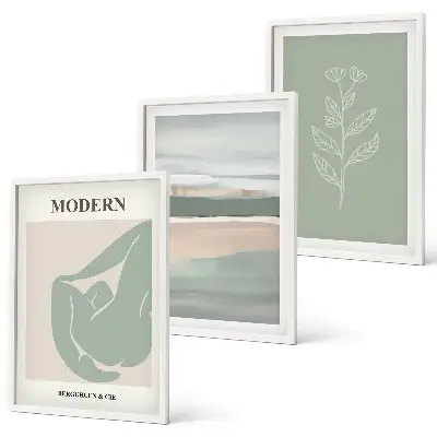 Set wanddecoratie met schilderijen abstracte pastelkleurige plantvormen