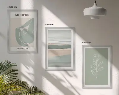 Set wanddecoratie met schilderijen abstracte pastelkleurige plantvormen