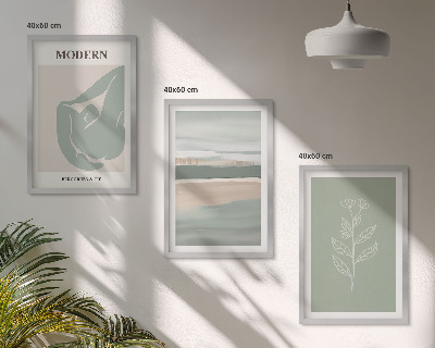 Wanddecoratie set schilderijen Abstrakcyjne pastelowe kształty roślin