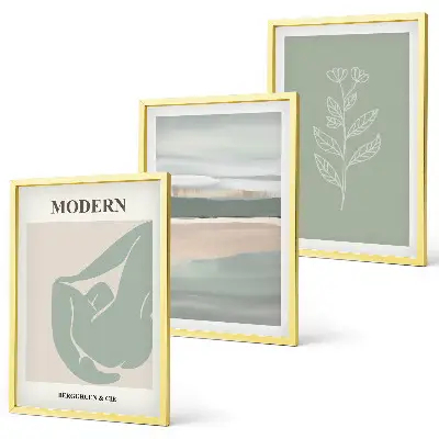 Set wanddecoratie met schilderijen abstracte pastelkleurige plantvormen