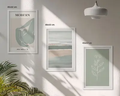 Set wanddecoratie met schilderijen abstracte pastelkleurige plantvormen
