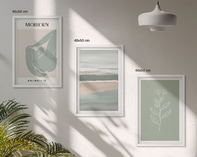 Wanddecoratie set schilderijen Abstrakcyjne pastelowe kształty roślin