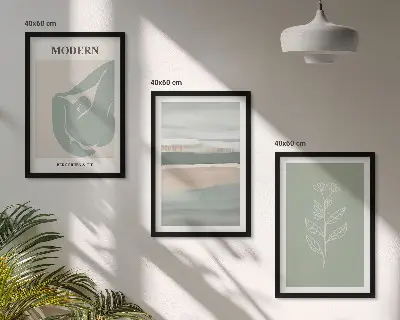 Set wanddecoratie met schilderijen abstracte pastelkleurige plantvormen