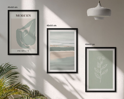 Wanddecoratie set schilderijen Abstrakcyjne pastelowe kształty roślin