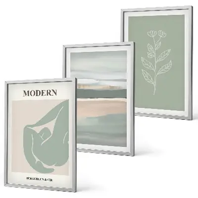 Set wanddecoratie met schilderijen abstracte pastelkleurige plantvormen