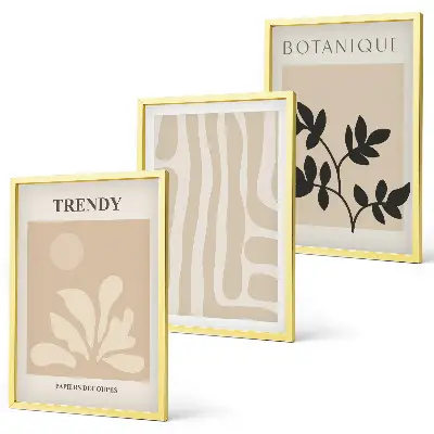 Wanddecoratieset met schilderijen stijlvolle botanische patronen in beige en zwart