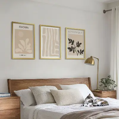 Wanddecoratieset met schilderijen stijlvolle botanische patronen in beige en zwart