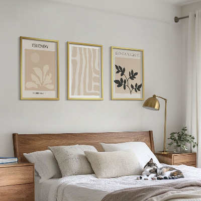 Wanddecoratie set schilderijen Stylowe roślinne wzory beż czarny