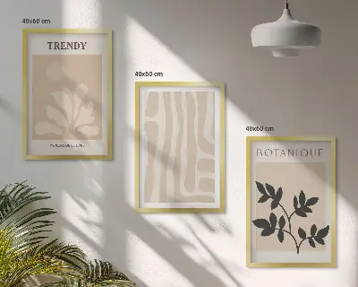 Wanddecoratieset met schilderijen stijlvolle botanische patronen in beige en zwart