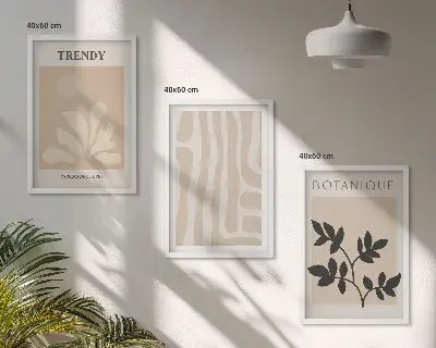 Wanddecoratieset met schilderijen stijlvolle botanische patronen in beige en zwart