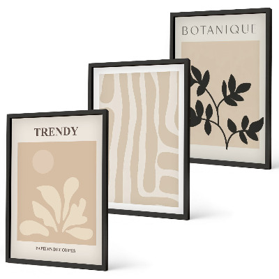 Wanddecoratie set schilderijen Stylowe roślinne wzory beż czarny