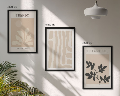 Wanddecoratie set schilderijen Stylowe roślinne wzory beż czarny