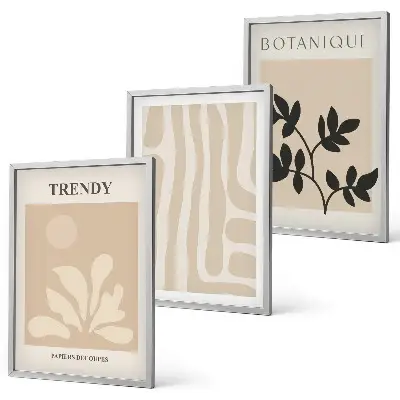 Wanddecoratieset met schilderijen stijlvolle botanische patronen in beige en zwart
