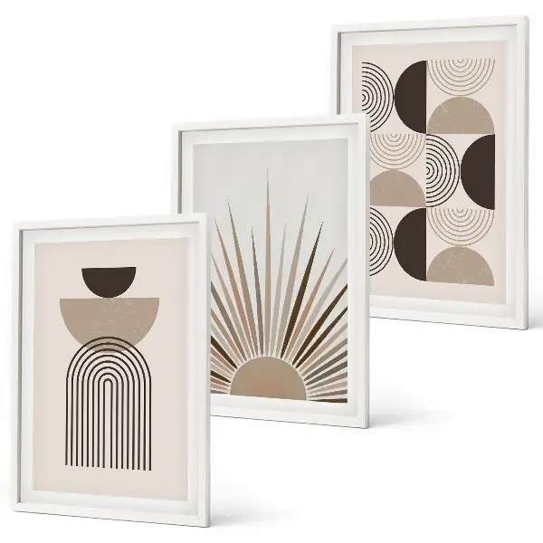 Fotowand abstracte vormen in beige en bruin