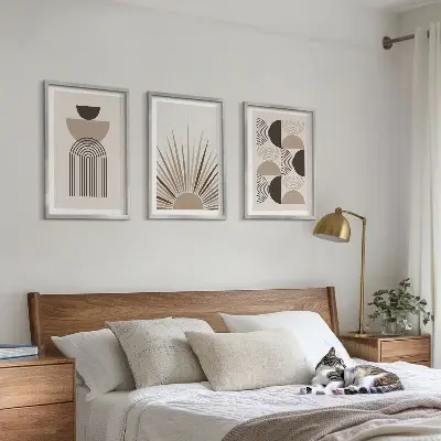 Fotowand abstracte vormen in beige en bruin