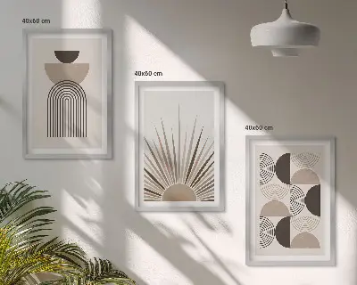 Fotowand abstracte vormen in beige en bruin