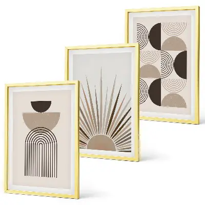 Fotowand abstracte vormen in beige en bruin
