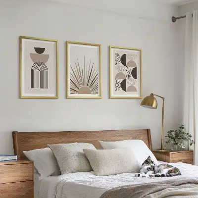 Fotowand abstracte vormen in beige en bruin