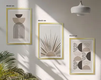 Fotowand abstracte vormen in beige en bruin