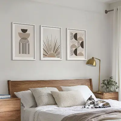 Fotowand abstracte vormen in beige en bruin
