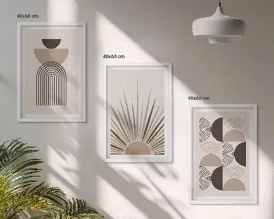 Fotowand abstracte vormen in beige en bruin