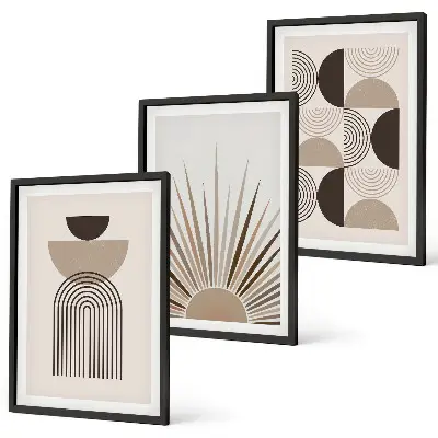 Fotowand abstracte vormen in beige en bruin