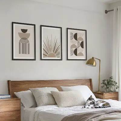 Fotowand abstracte vormen in beige en bruin