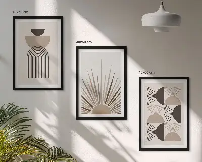 Fotowand abstracte vormen in beige en bruin