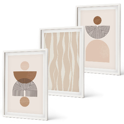 Wanddecoratie set schilderijen Abstrakcyjne kształty brąz beż