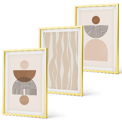 Wanddecoratie set schilderijen Abstrakcyjne kształty brąz beż