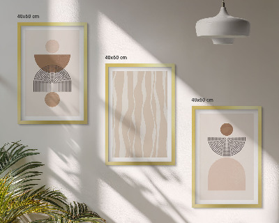 Wanddecoratie set schilderijen Abstrakcyjne kształty brąz beż