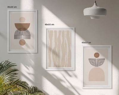 Wanddecoratie set schilderijen Abstrakcyjne kształty brąz beż