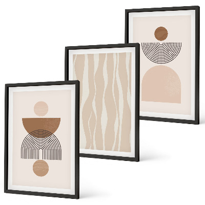 Wanddecoratie set schilderijen Abstrakcyjne kształty brąz beż