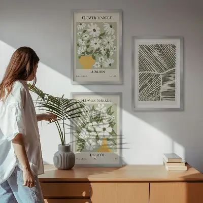 Wanddecoratieset schilderijen met bloemmotieven Londen en Dublin
