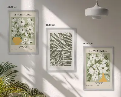 Wanddecoratieset schilderijen met bloemmotieven Londen en Dublin