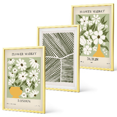 Wanddecoratie set schilderijen Kwiatowe wzory Londyn Dublin