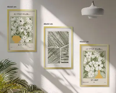 Wanddecoratieset schilderijen met bloemmotieven Londen en Dublin