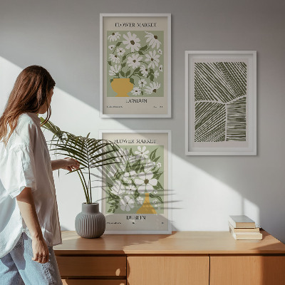 Wanddecoratie set schilderijen Kwiatowe wzory Londyn Dublin